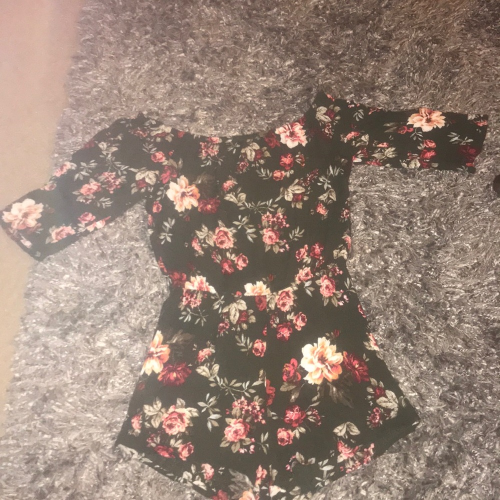 Flower printed jumpsuit/overalls (olive green)